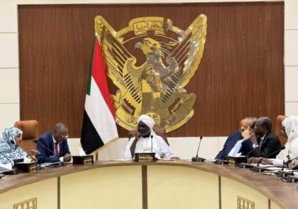 Sudanese Finance Minister Gibril Ibrahim chairs meeting to set reconstruction priorities for discussions with Saudi delegation, March 22, 2025.