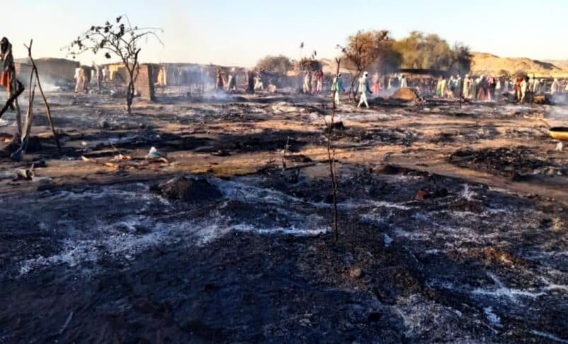 Tura market in North Darfur lies in ruins after an airstrike on March 25, 2025. The attack, attributed to the Sudanese army, reportedly caused a large number of civilian casualties.