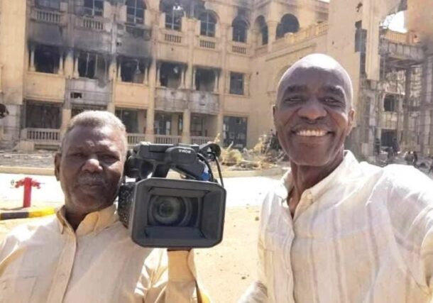 Two Sudanese state TV crew members killed in a drone strike near Khartoum's presidential palace, March 21, 2025.