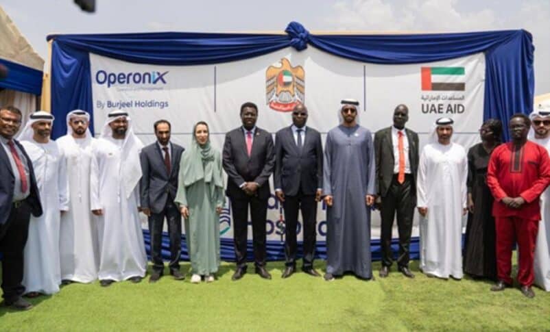 UAE's Minister of State for Foreign Affairs, Shakhboot bin Nahyan Al Nahyan poses with South Sudanese officials at the inauguration of Aweil hospital on March 8, 2025 -UAE FM photo
