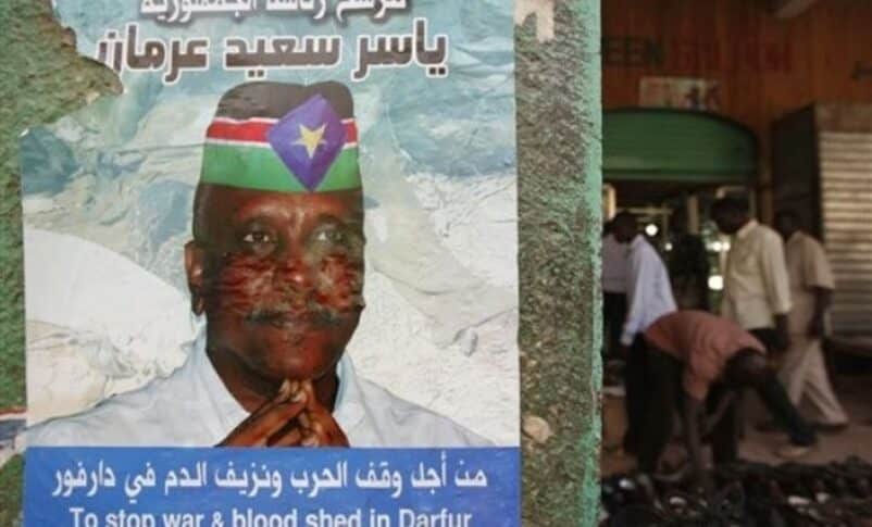A presidential electoral poster for Yasir Arman, the SPLM candidate in Khartoum, April 4, 2010