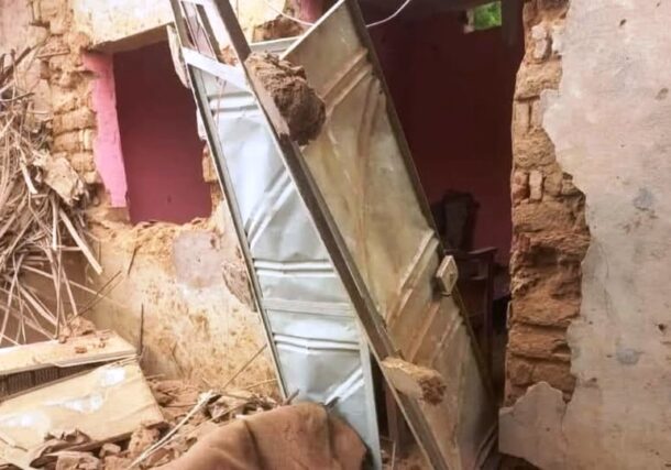 Damaged house in Abu Shouk camp following a shelling by the RSF in January 2025