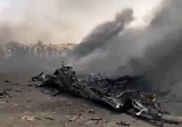 Debris from an Antonov plane the Rapid Support Forces (RSF) said they downed near El Fasher, Sudan, April 3, 2025.