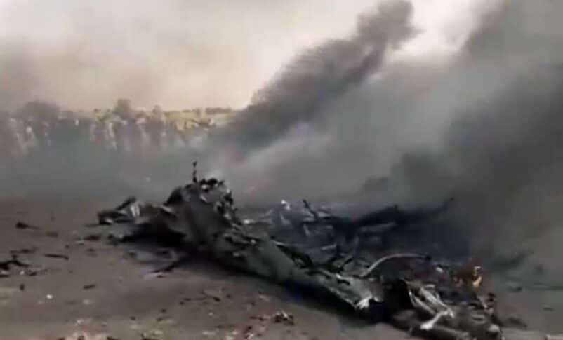 Debris from an Antonov plane the Rapid Support Forces (RSF) said they downed near El Fasher, Sudan, April 3, 2025.