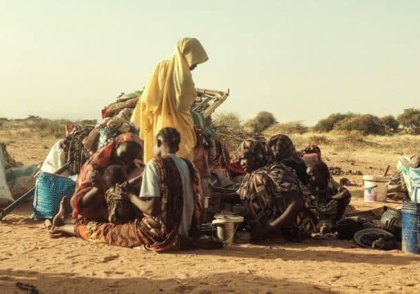 Displaced people who fled the Zamzam camp, gather near the town of Tawila in North Darfur, Sudan, February 14, 2025. AFP photo