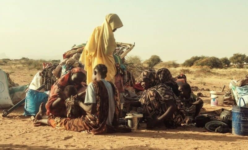 Displaced people who fled the Zamzam camp, gather near the town of Tawila in North Darfur, Sudan, February 14, 2025. AFP photo