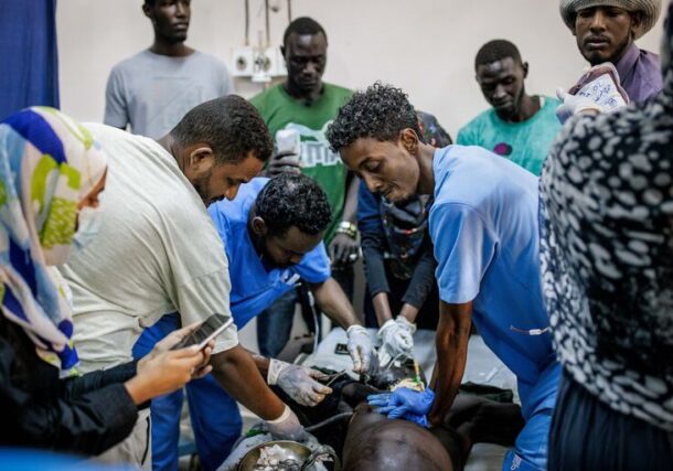 Doctors attempt to resuscitate a victim of shelling at the Al Nao Hospital in Omdurman, on September 5, 2024 - NPR photo