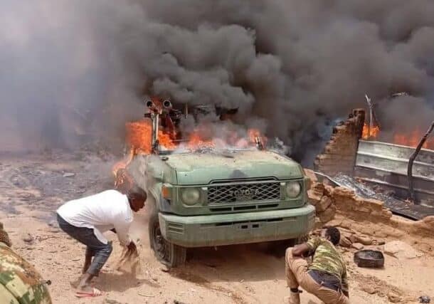 Intense fighting pictured at the Zamzam camp, Friday, April 11, 2025.-