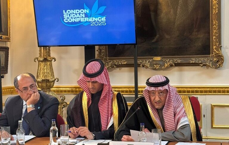 Saudi Saudi Deputy Foreign Minister Waleed El-Khereiji dprzkd at London meting on Sudan, April 15, 2025