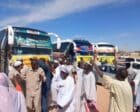 Sudanese at the Abu Simbel border crossing in southern Egypt on April 6, 2024