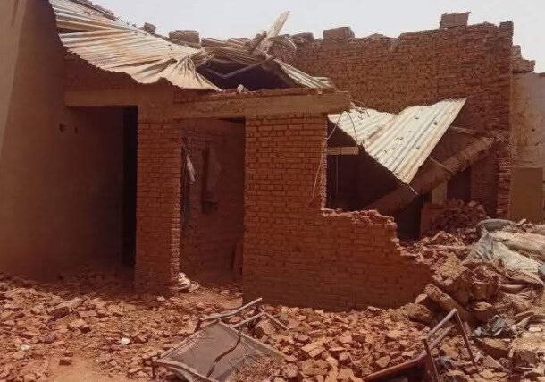 A house in El Obeid damaged by an RSF drone attack on April 9, 2025.
