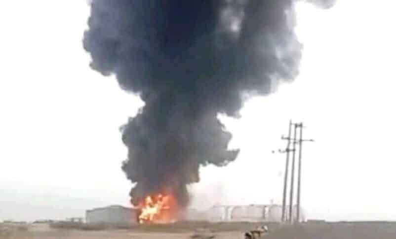 Fuel depots burning in Port Sudan after being targeted by RSF drones on May 5, 2025.