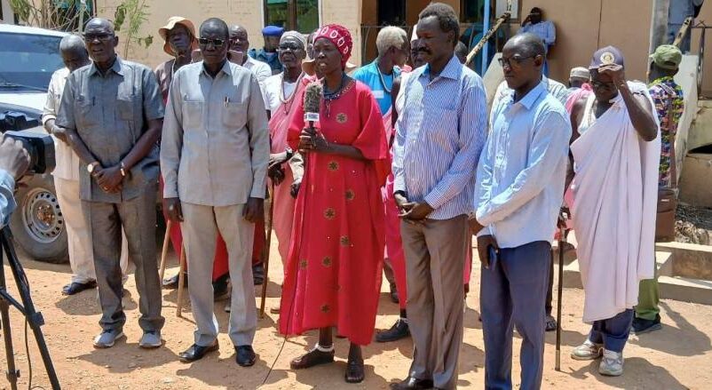 Rebecca Joshua Okwaci speaks to the media in Malakal, Upper Nile State, about the humanitarian response to regional displacement, April 25, 2025.
