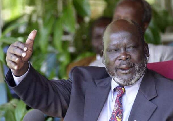 SPLM founder and leader John Garang speaks to the media in Nairobi, Kenya, Thursday, Jan.16, 2003. AP Photo