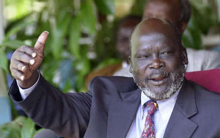 SPLM founder and leader John Garang speaks to the media in Nairobi, Kenya, Thursday, Jan.16, 2003. AP Photo