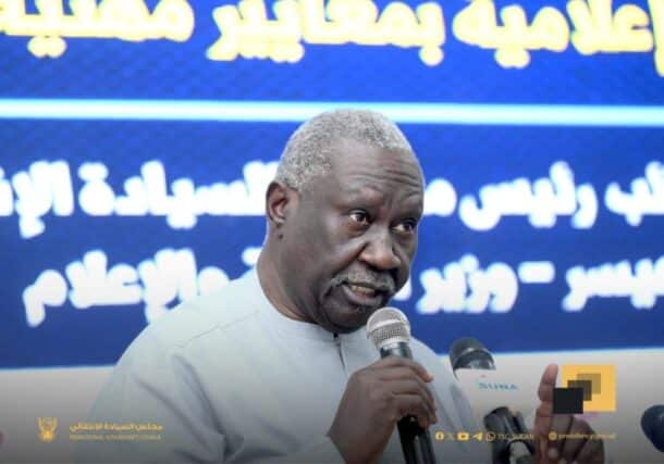 Malik Agar speaking in Port Sudan on May 26, 2025