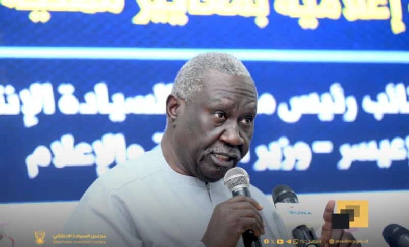 Malik Agar speaking in Port Sudan on May 26, 2025