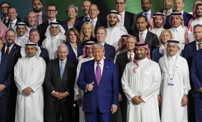 President Donald Trump and Saudi Crown Prince Mohammed bin Salman pose for a photo at the King Abdulaziz International Conference Center in Riyadh, Saudi Arabia, on May 13, 2025-1. AP photo