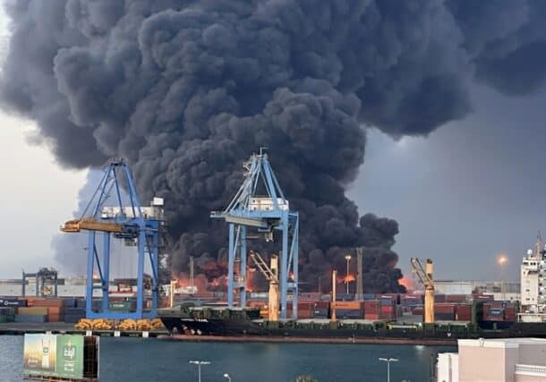 Smoke rises after explosions at South Port of the city of Port Sudan, Sudan on May 06, 2025. Anadolu- Getty Images