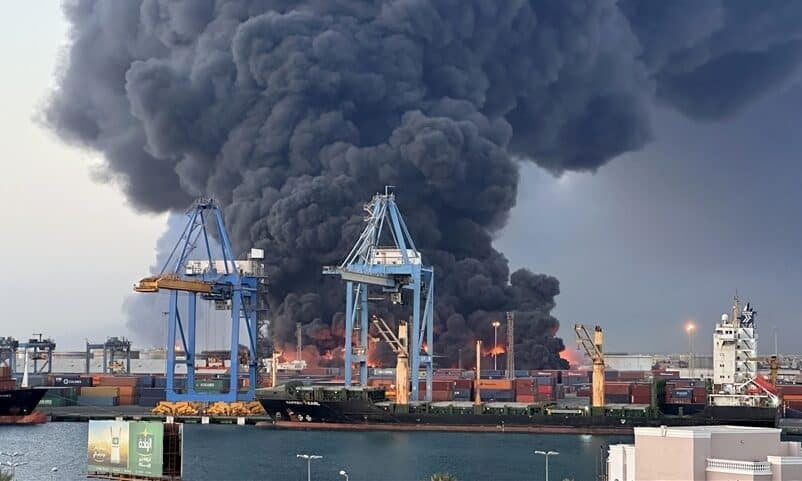 Smoke rises after explosions at South Port of the city of Port Sudan, Sudan on May 06, 2025. Anadolu- Getty Images
