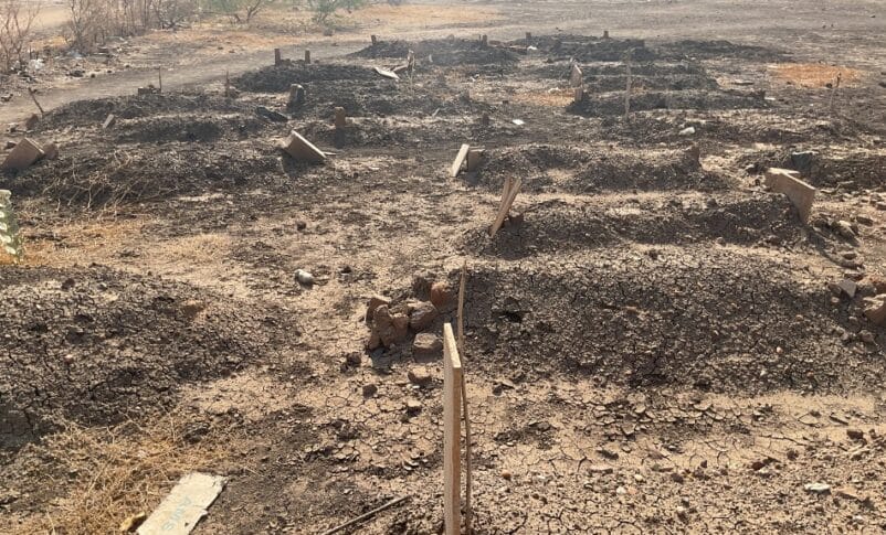 A makeshift grave site in a football field in Khartoum Bahri, Sudan, June 23, 2025. Sudan Tribune photo