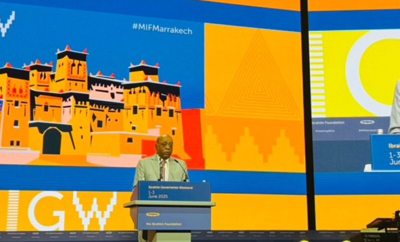 Mo Ibrahim speaks at the opening session of the Ibrahim Governance Weekend in Marrakesh on June 1, 2025