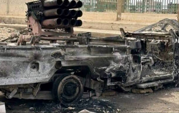 An RSF vehicle destroyed by the Sudanese army in El Fasher on June 15, 2025.