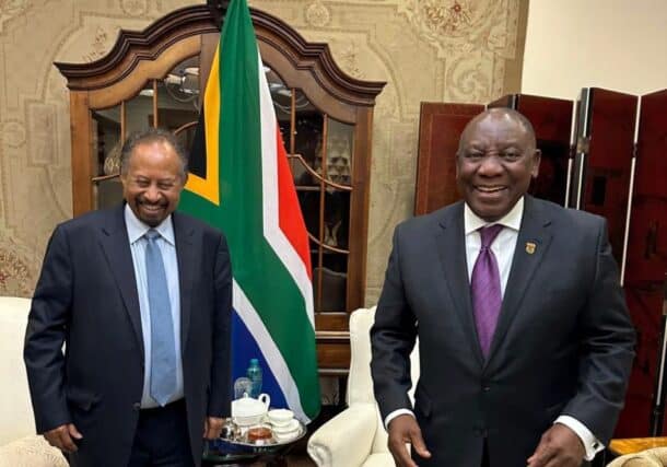South Africa president Cyril Ramaphosa meet former PM Abdalla Hamdok and his delegation on June 20, 2025