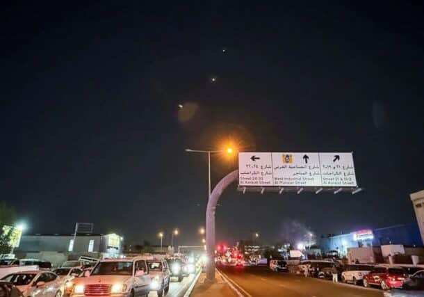 Traces are seen in the sky after Iran's armed forces say they targeted The Al-Udeid base in a missile attack, in Qatar, June 23, 2025. Reuters photo
