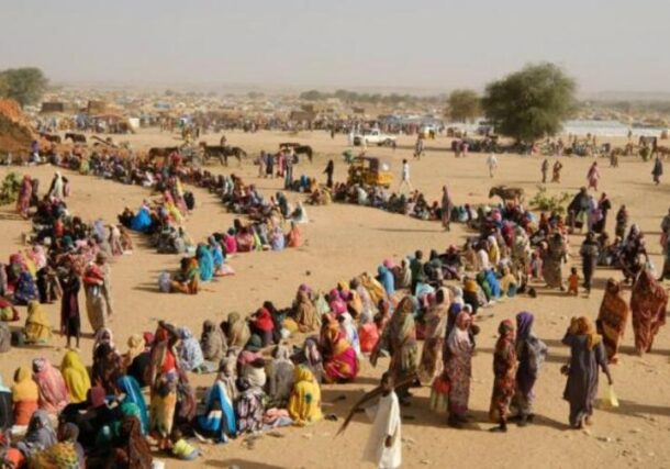 Aerial view of a makeshift settlement near the border town of Birak, where Sudanese refugees live as they wait for relocation to safer areas, UNHCR photo