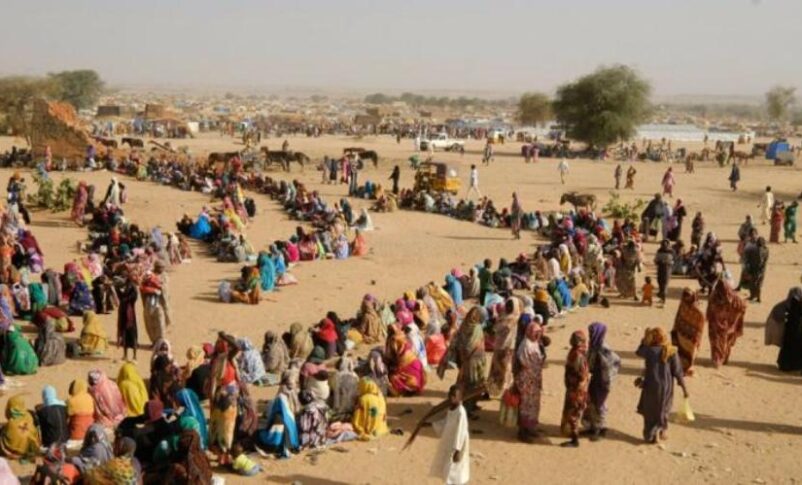 Aerial view of a makeshift settlement near the border town of Birak, where Sudanese refugees live as they wait for relocation to safer areas, UNHCR photo