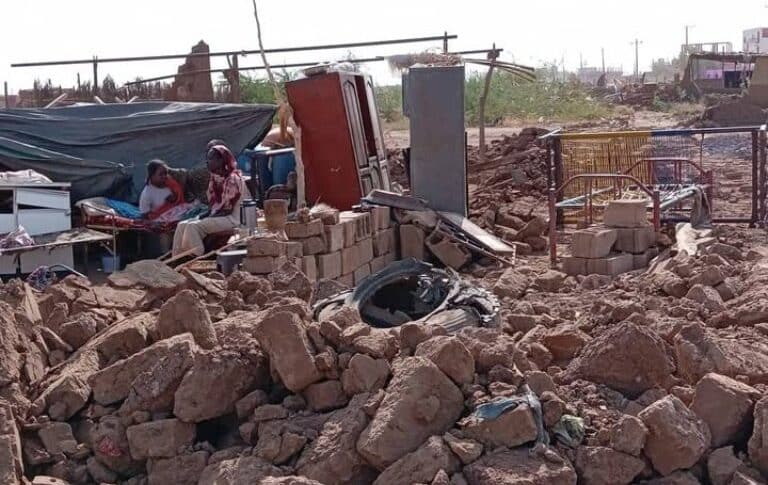 The ruins of the Pentecostal church in Haj Yousif, Khartoum. Demolished July 8, 2025.
