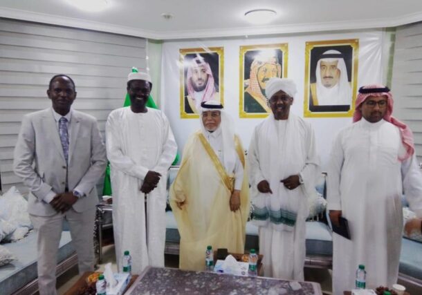 Saudi Ambassador to Sudan pictured with Minni Minawi and the accompanying delegation on July 21, 2025