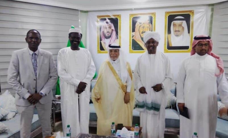 Saudi Ambassador to Sudan pictured with Minni Minawi and the accompanying delegation on July 21, 2025