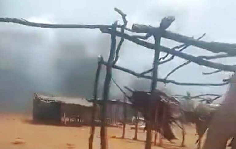 Smoke billows from a fuel market in Al Fula after it was struck by a drone on July 21, 2025.