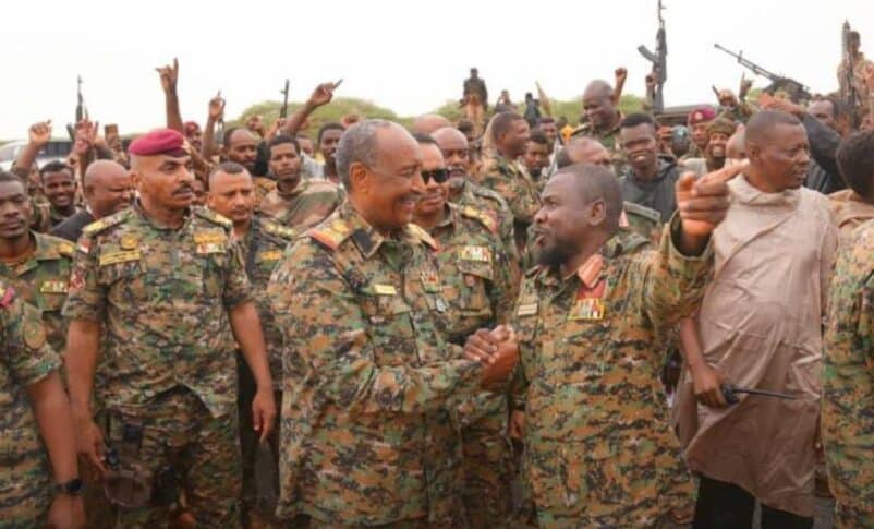 Al-Burhan inspects troops in Rahid al-Nuba of North Kordofan state on August 15, 2025