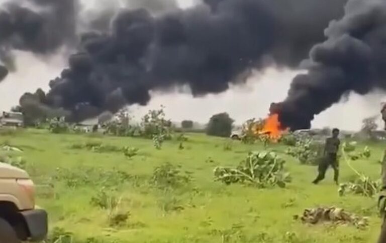 Destroyed RSF vehicles burn near Abu Qawad in North Kordofan following clashes on August 21, 2025.
