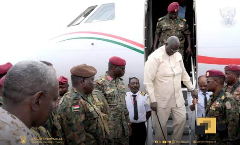 Malik Agar and Shams al-Din Kabbashi arrive at Khartoum airport on August 23, 2025, SC photo.