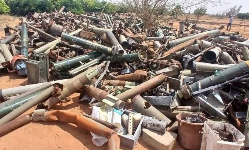 The Sudanese army destroyed a collection of shells, landmines, and other munitions at the Wadi Seidna military base near Khartoum, August 16, 2025.