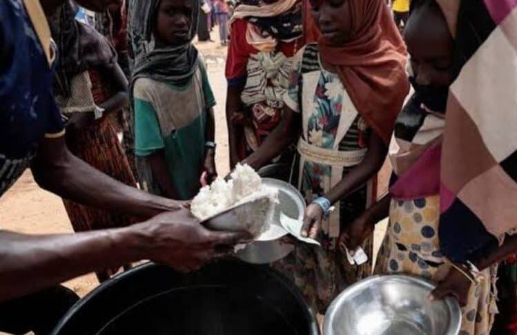 Volunteer distribute food to civilians in El Fasher, file photo