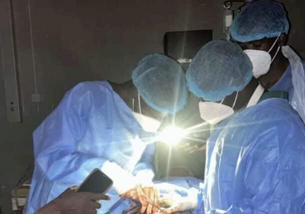 A medical team performs surgery at El Fasher Hospital in this undated file photo.