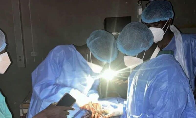 A medical team performs surgery at El Fasher Hospital in this undated file photo.