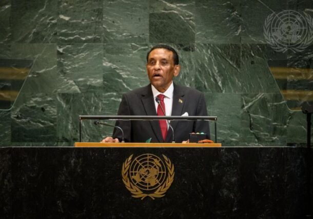 Kamil Idris, Sudan Transitional Prime Minister addresses the general debate of the UN general Assembly's eighties session on September 25, UN photo