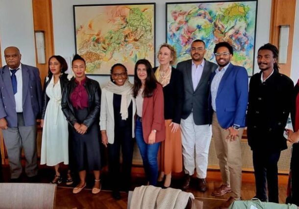 Serap Güler, Germany's Minister of State at the Federal Foreign Office, meets with members of a Sudanese civil society delegation in Berlin, Germany, on Sept 19, 2025.