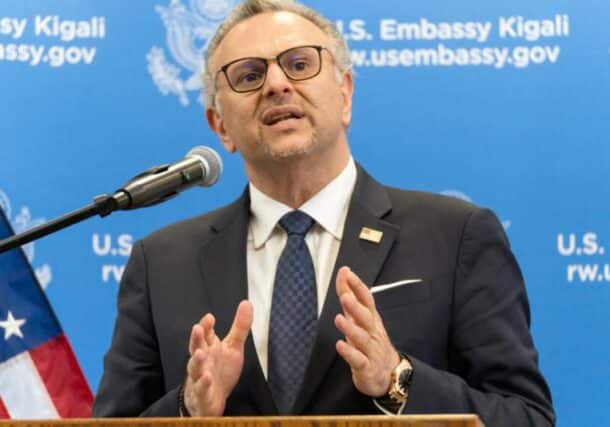 U.S. Senior Advisor for Africa Massad Boulos speaks during a news conference at the U.S. Embassy in Kigali, Rwanda, April 8, 2025. AFP photo