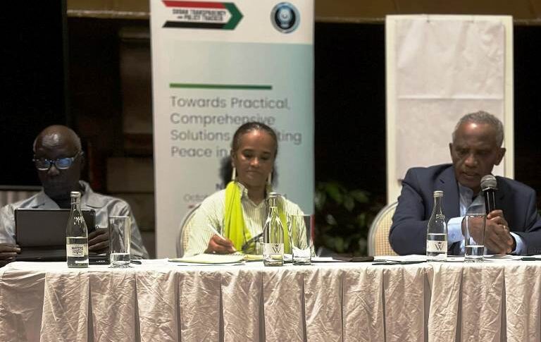 Leaders of the Advocacy Group for Peace in Sudan (AGPS) are seen during a virtual press conference on Sunday, Aug. 31, 2025.