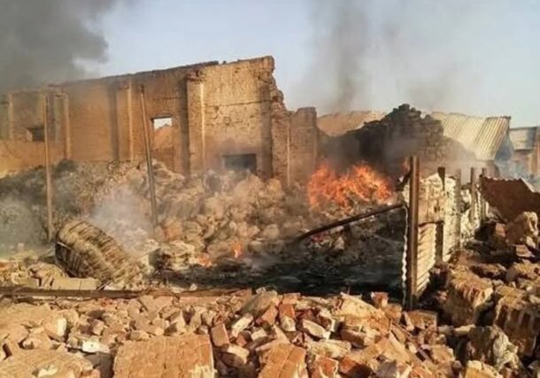 A destroyed building in El Fasher