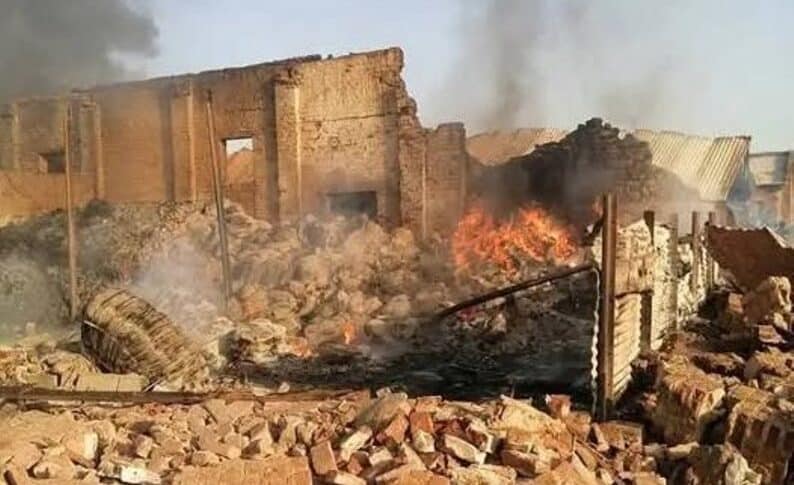 A destroyed building in El Fasher