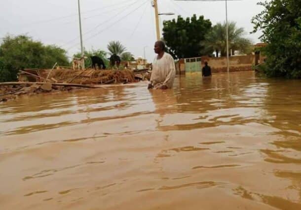 A file photo shows flooding in the Al-Jaili area of Khartoum Bahri. (Photo via X)