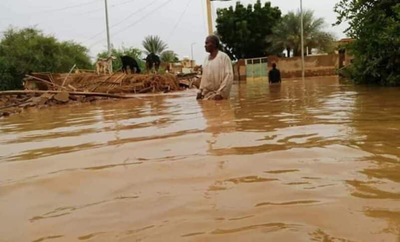 A file photo shows flooding in the Al-Jaili area of Khartoum Bahri. (Photo via X)